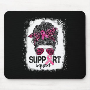 Support Squad Messy Bun Pink Warrior Breast Cancer Mouse Pad