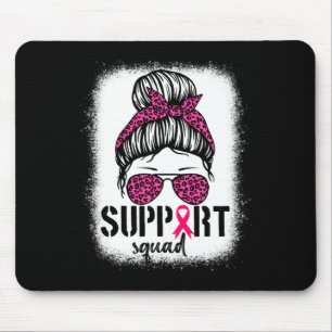 Support Squad Messy Bun Pink Warrior Breast Cancer Mouse Pad