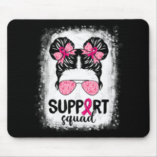 Support Squad Messy Bun Pink Warrior Breast Cancer Mouse Pad