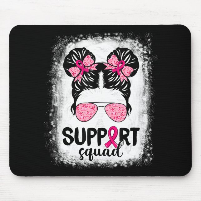 Support Squad Messy Bun Pink Warrior Breast Cancer Mouse Pad (Front)