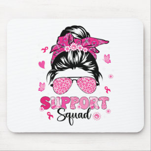 Support Squad Messy Bun Pink Warrior Breast Cancer Mouse Pad