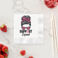 Support Squad Messy Bun Pink Warrior Breast Cancer