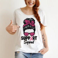 Support Squad Messy Bun Pink Warrior Breast Cancer