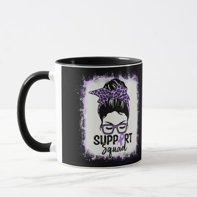 Support Squad Messy Bun Purple Lupus Awareness Mug (Left)