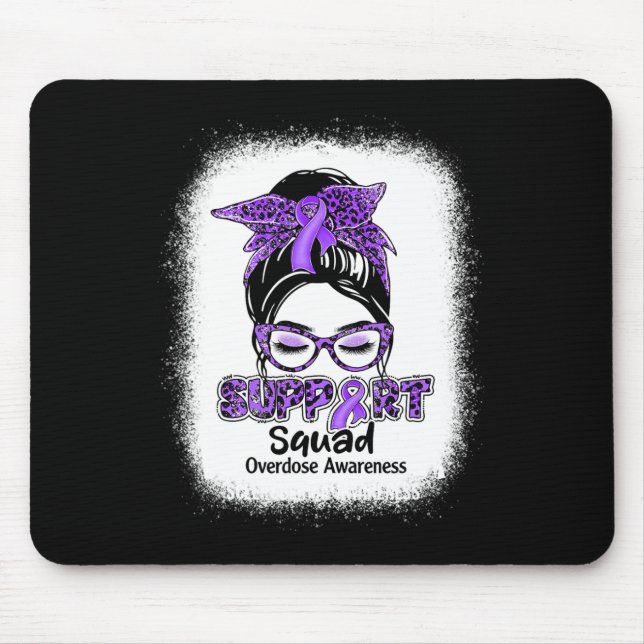 Support Squad Messy Bun Purple Ribbon Overdose Awa Mouse Pad (Front)