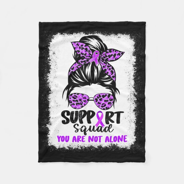 Support Squad Messy Bun Purple Warrior Heimerheime Fleece Blanket (Front)