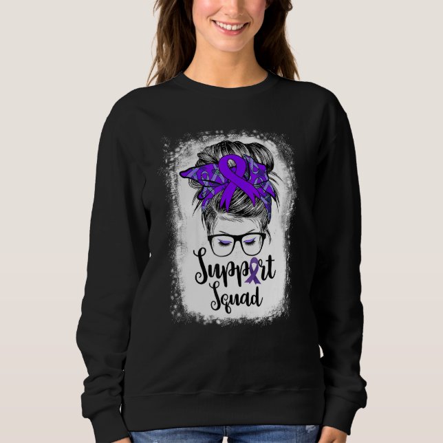 Support Squad Messy Bun Purple Warriorr Epilepsy A Sweatshirt (Front)