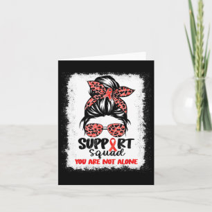 Support Squad Messy Bun Red Warrior Blood Cancer A Card