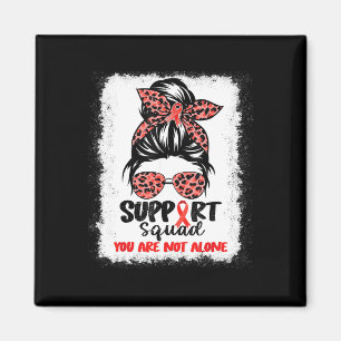 Support Squad Messy Bun Red Warrior Blood Cancer A Magnet