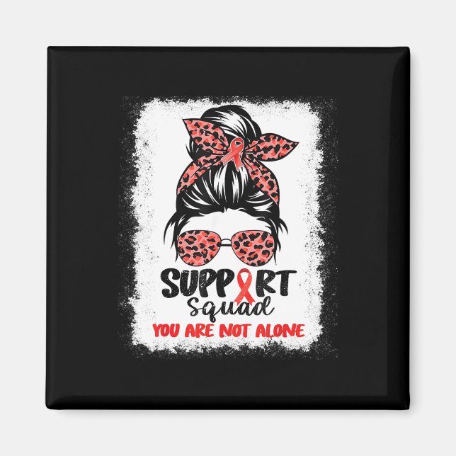 Support Squad Messy Bun Red Warrior Blood Cancer A Magnet (Front)