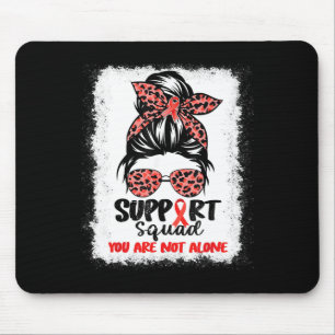 Support Squad Messy Bun Red Warrior Blood Cancer A Mouse Pad