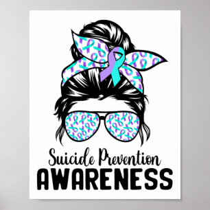 Support Squad Messy Bun Suicide Prevention Awarene Poster