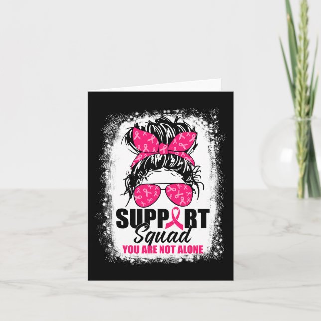 Support Squad Messy Bun Warrior Breast Cancer Awar Card (Front)