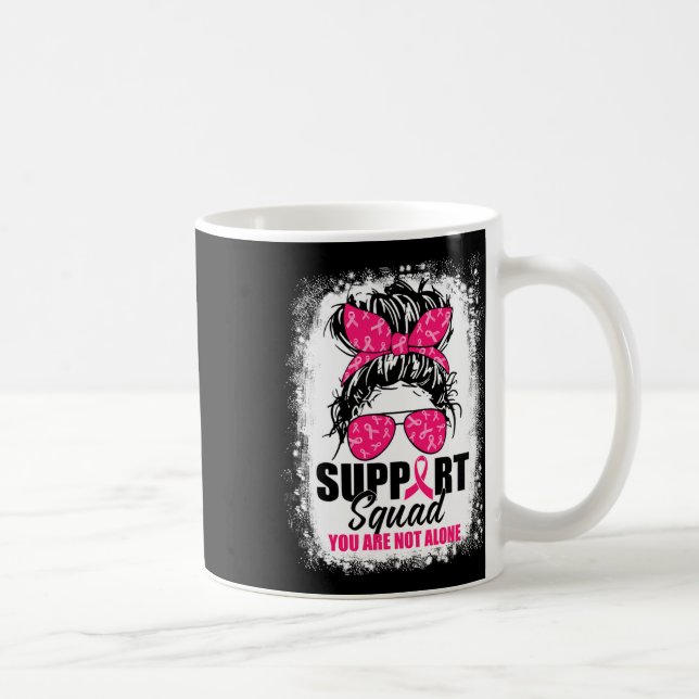 Support Squad Messy Bun Warrior Breast Cancer Awar Coffee Mug (Right)