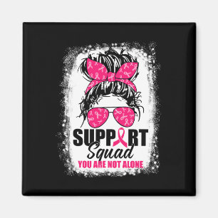 Support Squad Messy Bun Warrior Breast Cancer Awar Magnet