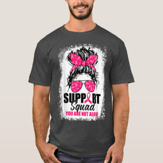 Support Squad Messy Bun Warrior Breast Cancer Awar T-Shirt