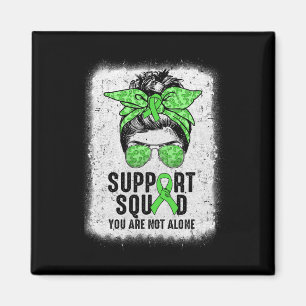 Support Squad Messy Bun Warrior Green Mental Healt Magnet