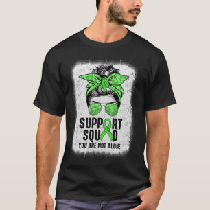 Support Squad Messy Bun Warrior Green Mental Healt T-Shirt