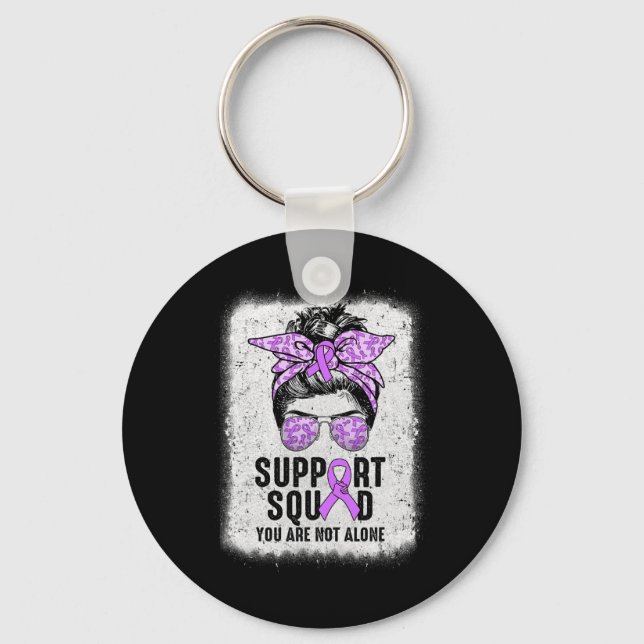 Support Squad Messy Bun Warrior Purple Epilepsy Aw Key Ring (Front)
