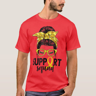 Support Squad Messy Bun Yellow Ribbon Childhood Ca T-Shirt