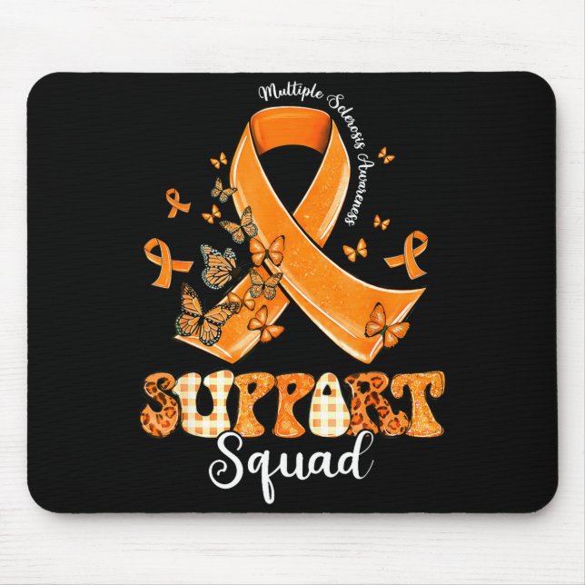 Support Squad Orange Ribbon Butterfly Ms Awareness Mouse Pad (Front)