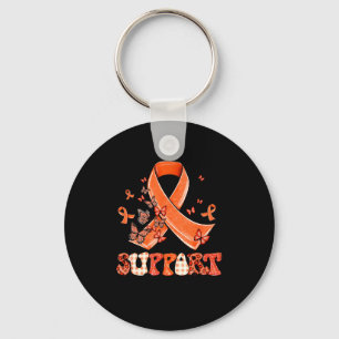 Support Squad Orange Ribbon Butterfly Multiple Scl Key Ring