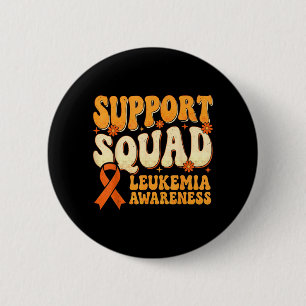 Support Squad Orange Ribbon Leukaemia Blood Cancer 6 Cm Round Badge