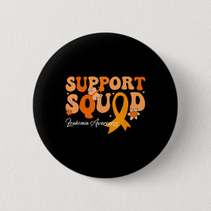 Support Squad Orange Ribbon Leukaemia Blood Cancer 6 Cm Round Badge
