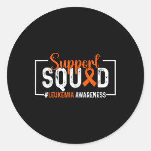 Support Squad Orange Ribbon Leukaemia Blood Cancer Classic Round Sticker