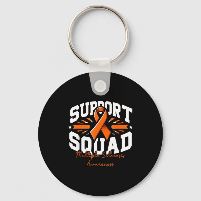 Support Squad Orange Ribbon Multiple Sclerosis Awa Key Ring (Front)