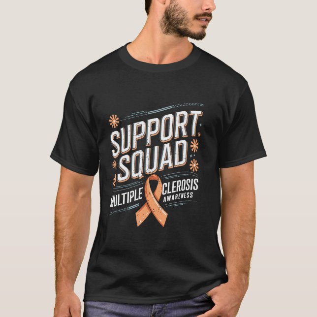 Support Squad Orange Ribbon Multiple Sclerosis Awa T-Shirt (Front)
