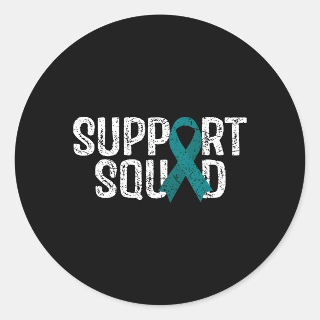 Support Squad Ovarian Cancer Awareness Classic Round Sticker (Front)
