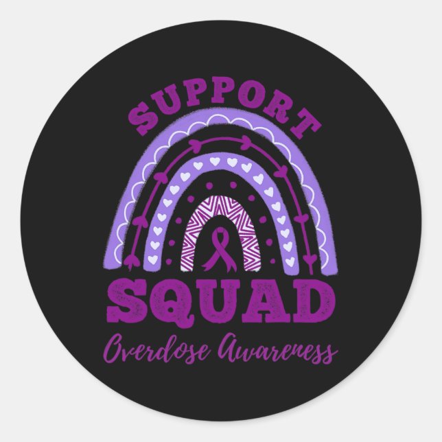 Support Squad Overdose Awareness Rainbow 1  Classic Round Sticker (Front)