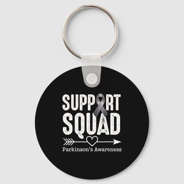 Support squad parkinsons awareness grey ribbon key ring (Front)
