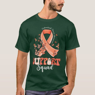 Support Squad Peach Ribbon Butterfly Endometrial C T-Shirt