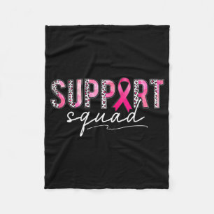 Support Squad Pink Leopard Ribbon Breast Cancer Aw Fleece Blanket