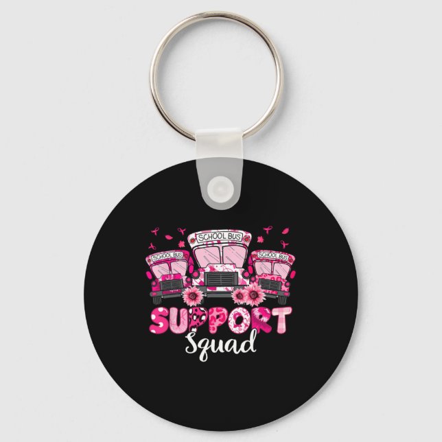 Support Squad Pink Leopard School Bus Driver Breas Key Ring (Front)
