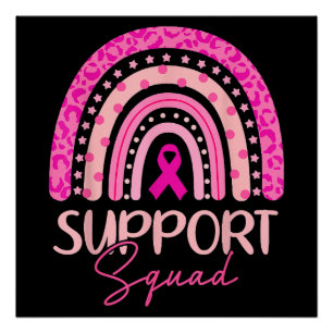 Support Squad Pink Rainbow Breast Cancer Awareness Poster