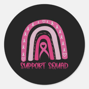 Support Squad Pink Rainbow Ribbon Breast Cancer Aw Classic Round Sticker