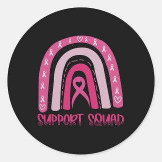 Support Squad Pink Rainbow Ribbon Breast Cancer Aw Classic Round Sticker
