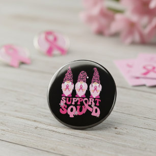 Support Squad Pink Ribbon Breast Cancer Gnomes 10 Cm Round Badge