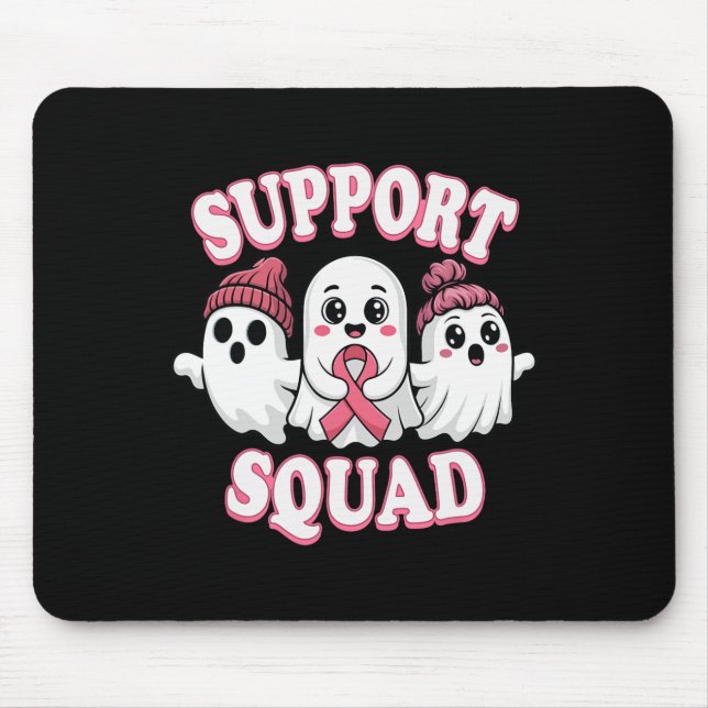 Support Squad Pink Ribbon Ghost Breast Cancer Awar Mouse Pad (Front)