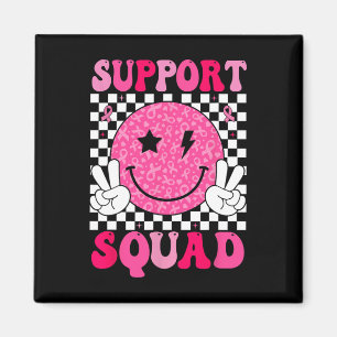 Support Squad Pink Ribbon Smile Face Breast Cancer Magnet