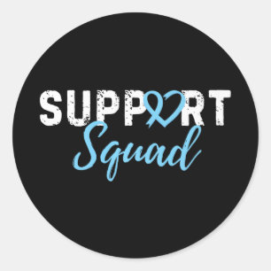 Support Squad Prostate Cancer Heart Light Blue Rib Classic Round Sticker