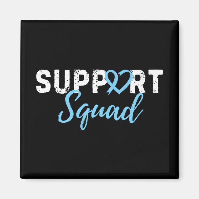 Support Squad Prostate Cancer Heart Light Blue Rib Magnet (Front)