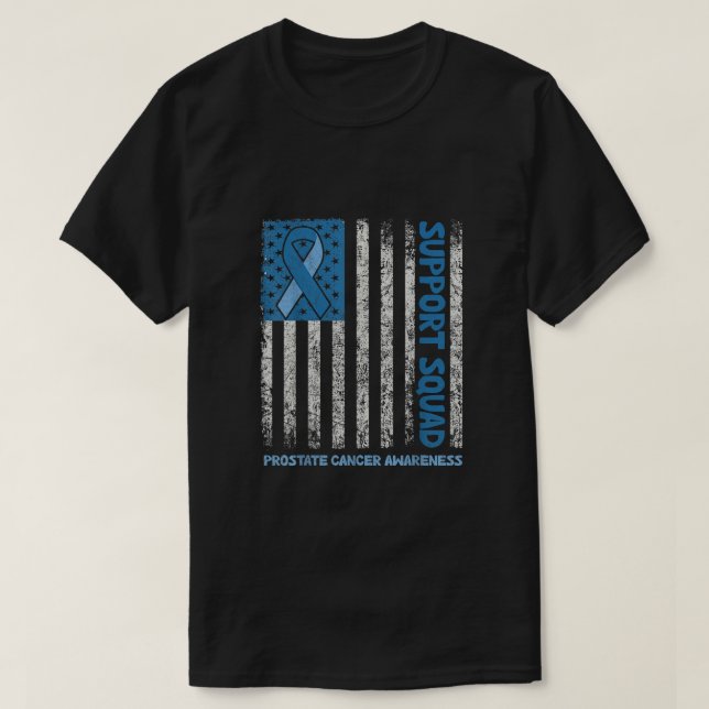 Support Squad Prostate Cancer Light Blue flag Ribb T-Shirt (Design Front)