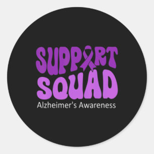 Support Squad Purple Ribbon Brain Alzheimerheimer  Classic Round Sticker