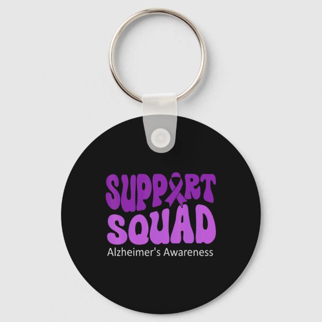 Support Squad Purple Ribbon Brain Alzheimerheimer  Key Ring (Front)