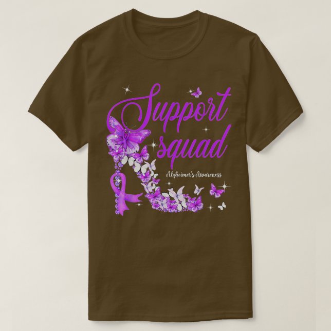 Support Squad Purple Ribbon Butterfly Alzheimer's  T-Shirt (Design Front)