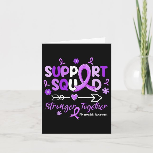 Support Squad Purple Ribbon Fibromyalgia Awareness Card (Front)
